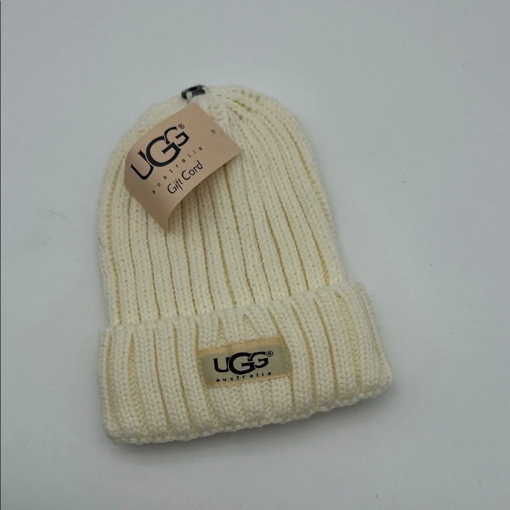 UGG‎ Kids Ivory Ribbed Beanie